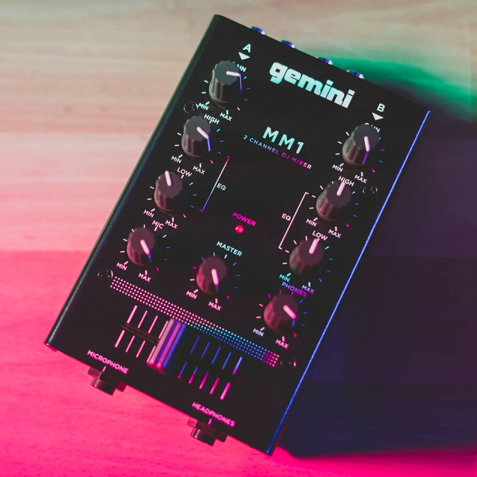 Gemini MM1 2-Channel Mic Input Compact Portable EQ DJ Mixer