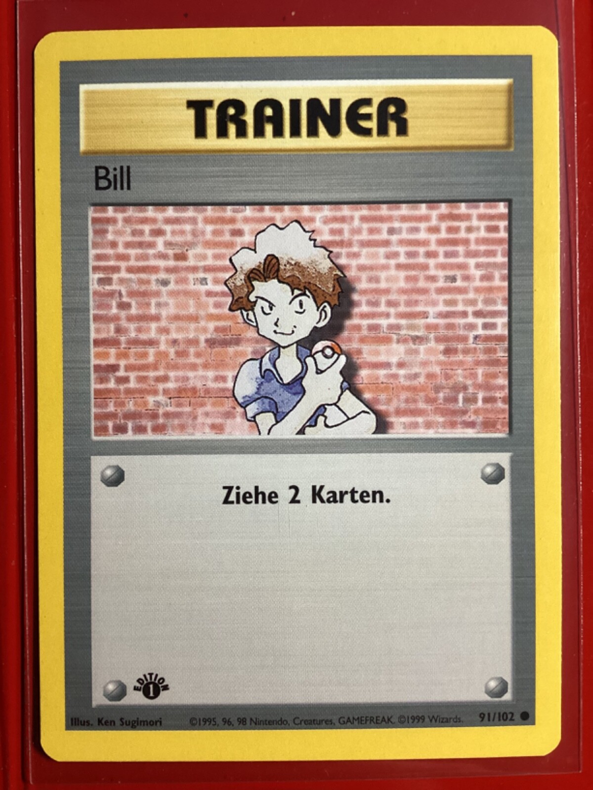 Pokemon Trainer Card BILL German 1st edition Base Set 91/102