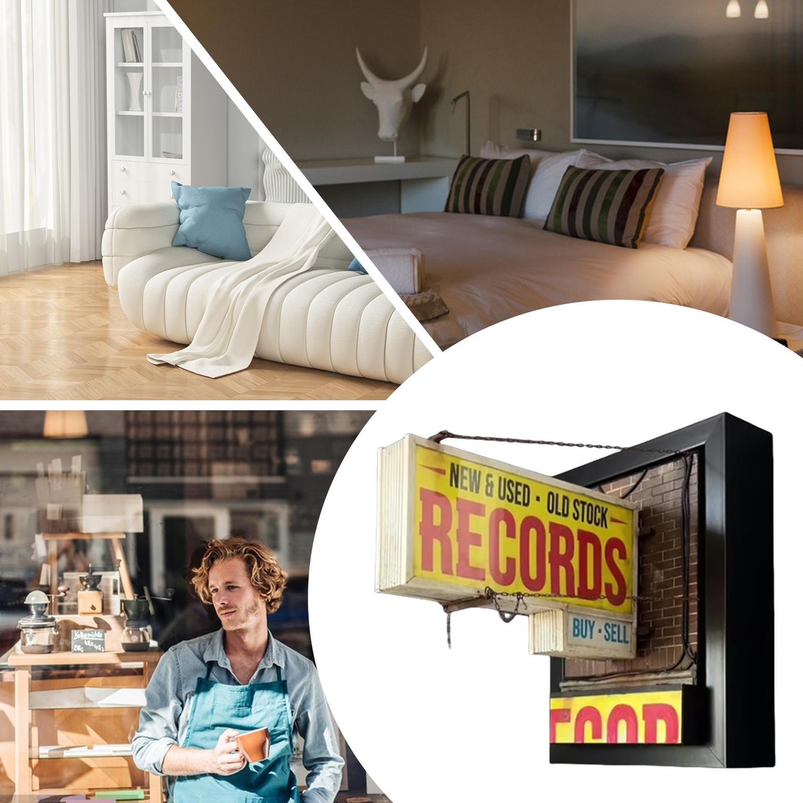 Record Store Wall Light Handmade Retro Record Wall Lamp Gift for Studios
