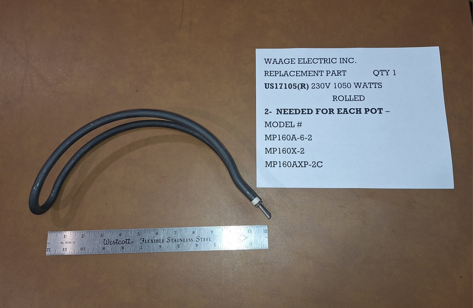 US17105(R) 230V 1050W ROLLED Replacement Heating element Waage Electric POTS NEW