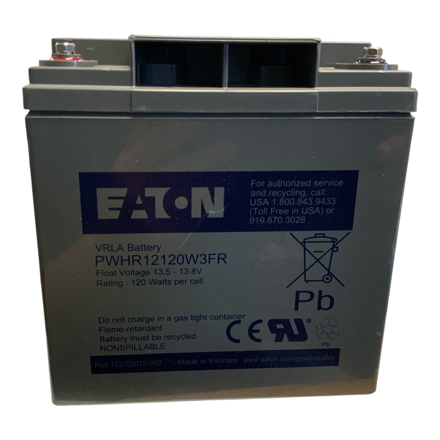 Eaton PWHR12120W3FR 12V AGM VRLA UPS Replacement Battery 120W Flame Retardant...