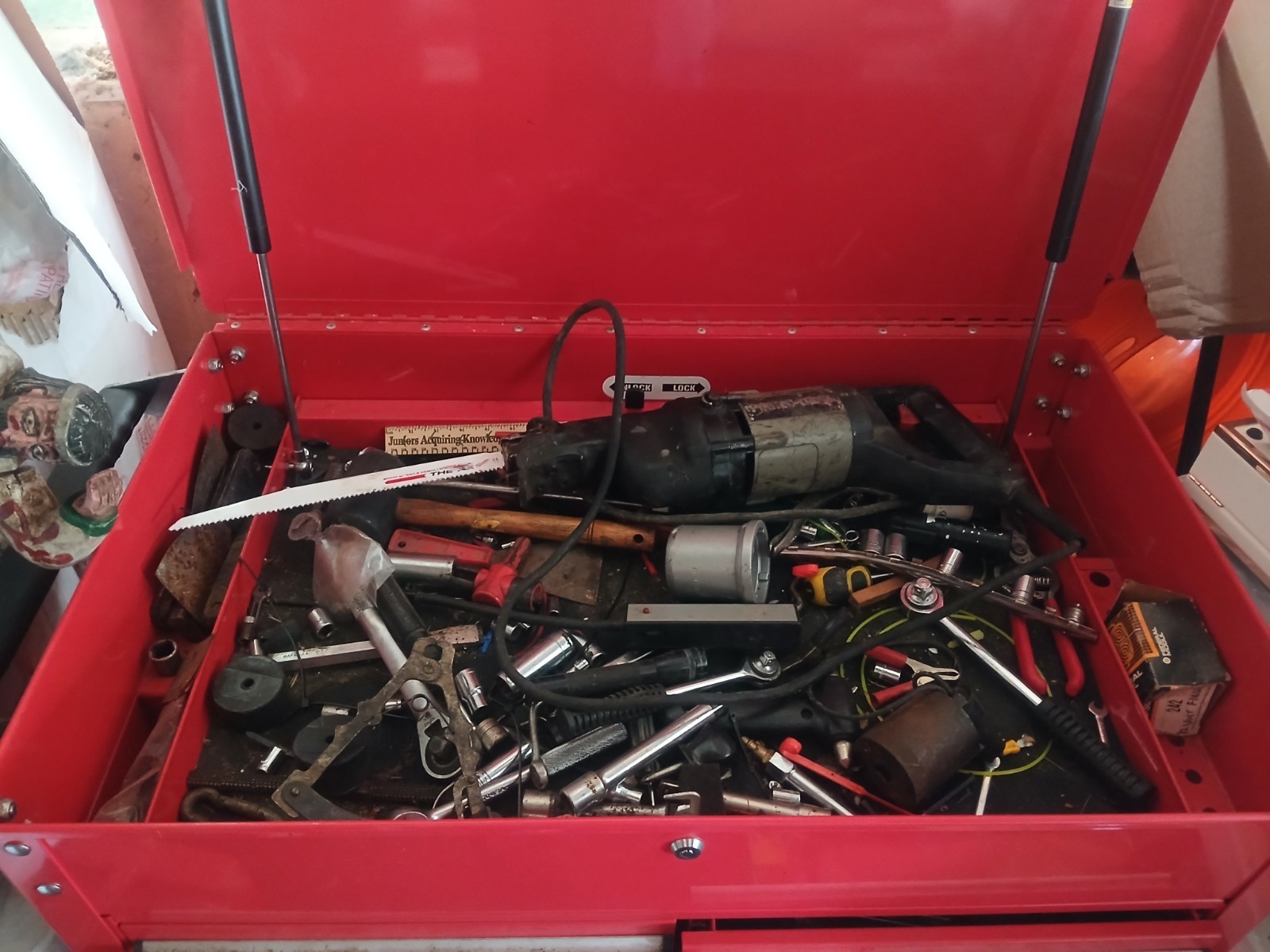 Roller Cart Tool Cabinet Storage Chest Box Red 4 Drawer + Tools