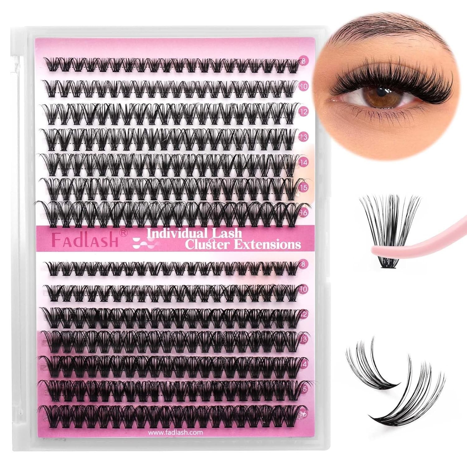 Individual D Curl Eyelash Clusters - Easy Home Application for Stunning Eyes