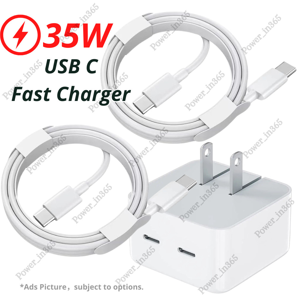 35W Dual PD Fast Charger Block USB C Type C Cable For Android iPhone 15 iPad Pro