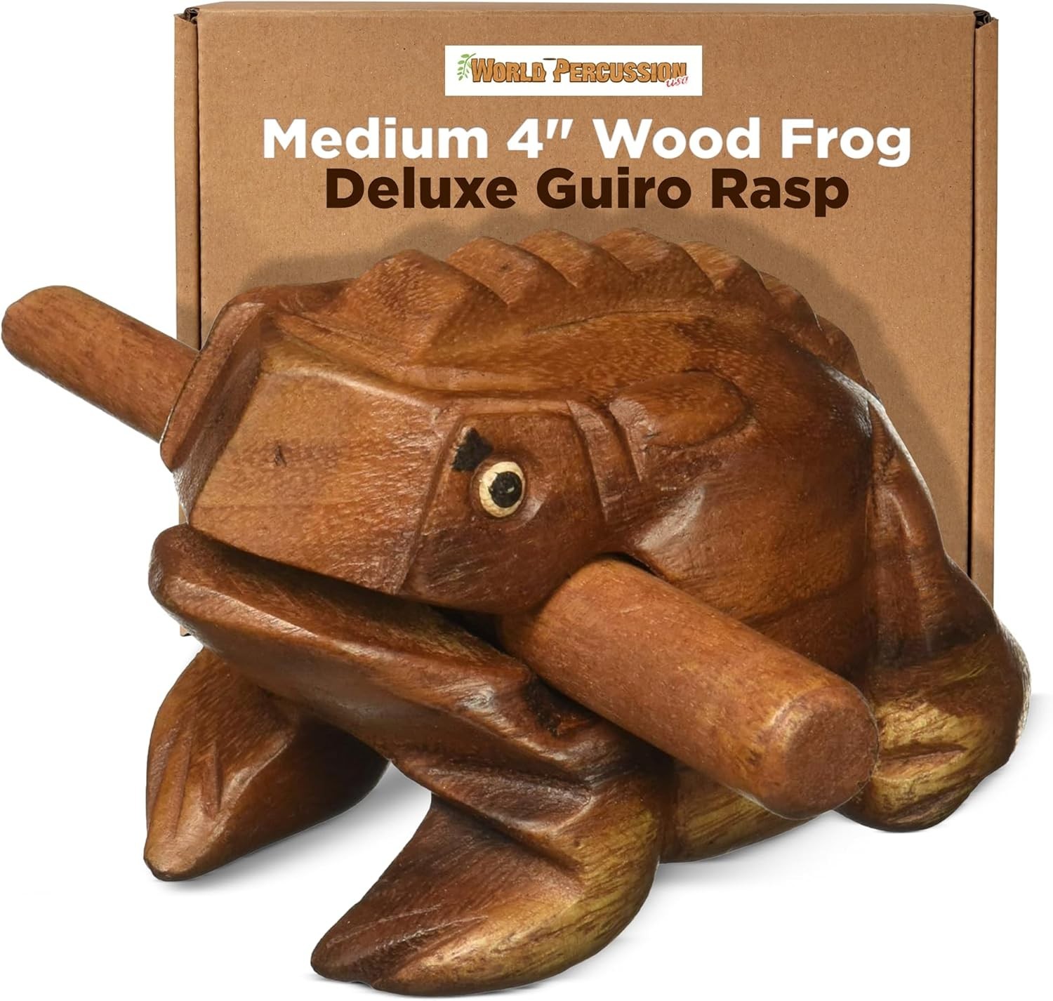 Deluxe Medium 4” Wood Frog Guiro Rasp - Percussion Musical Instrument Tone Bl...