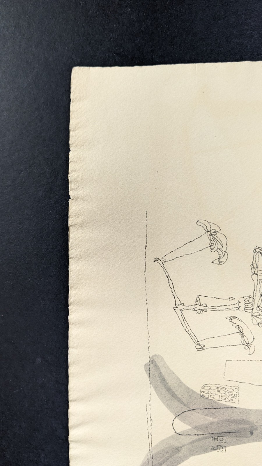 Fritz Kreidt, abstract room composition, drawing, unsigned