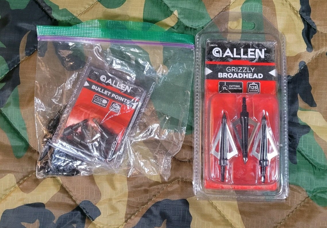 ALLEN GRIZZLY BROADHEADS 125 GRIAN AND ALLEN FIELD POINTS 100 GRAIN ARROW HEADS
