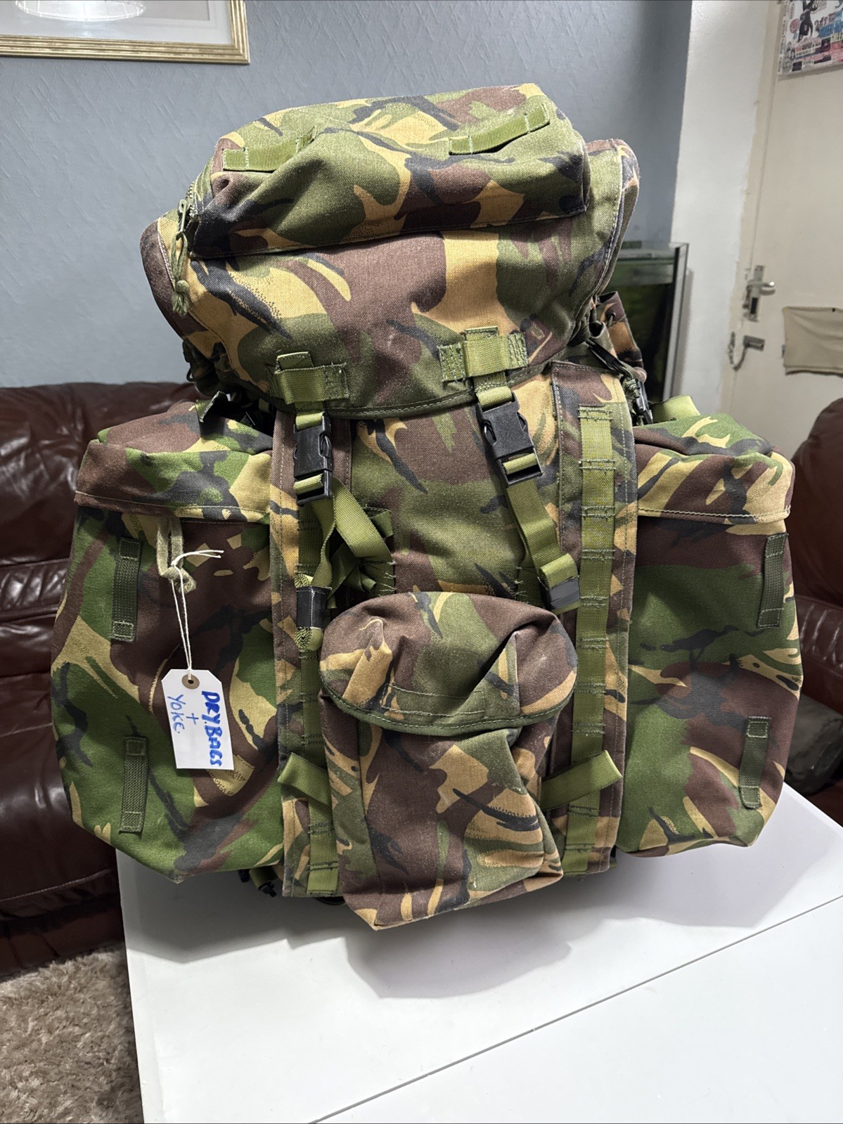 British Army Issue Rucksack + Frame Long  Convoluted Back DPM + Side Pouches INF