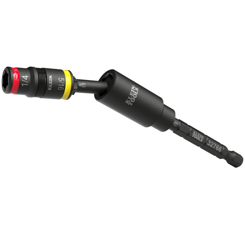 Klein Tools 32982 Impact Flip Socket Set with Swivel Adapter, 2-in-1, Black