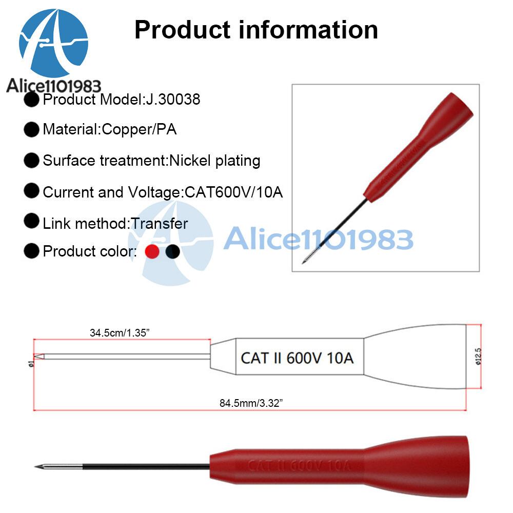 1 Pair TPC161 Insulation Piercing Needle Probe for Multimeter Test Probe