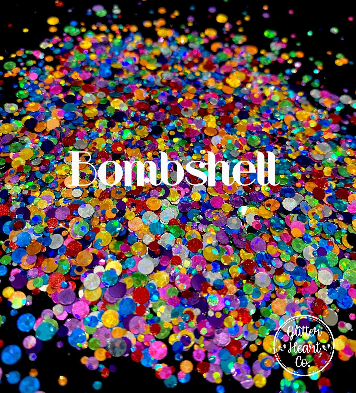 Premium Polyester Glitter - Rainbow Holographic Dot Mix