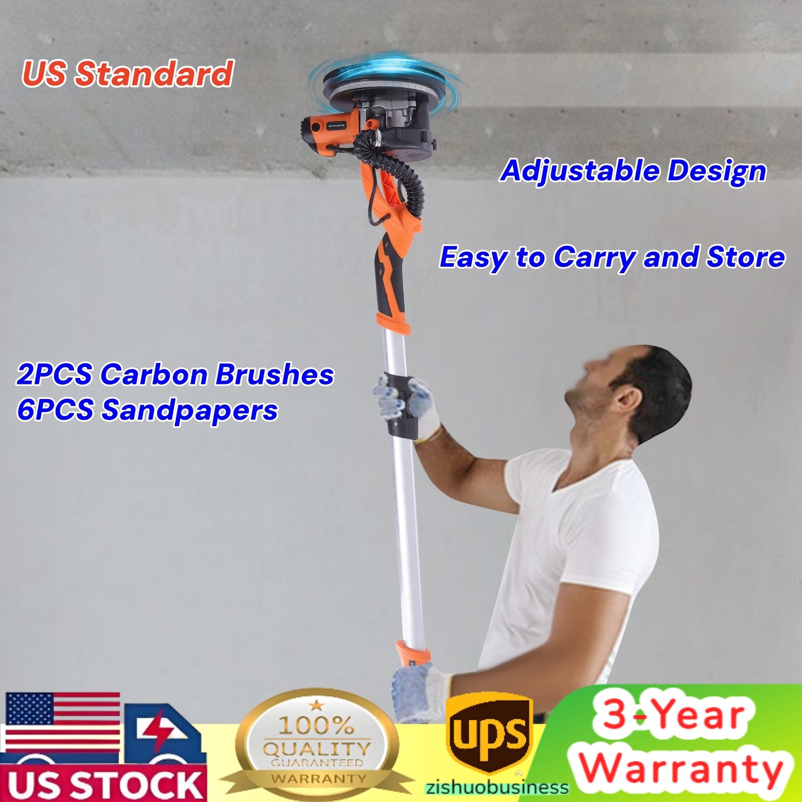 Electric Ceiling Wall Sander with Dust Collection Variable Speed Drywall Sander