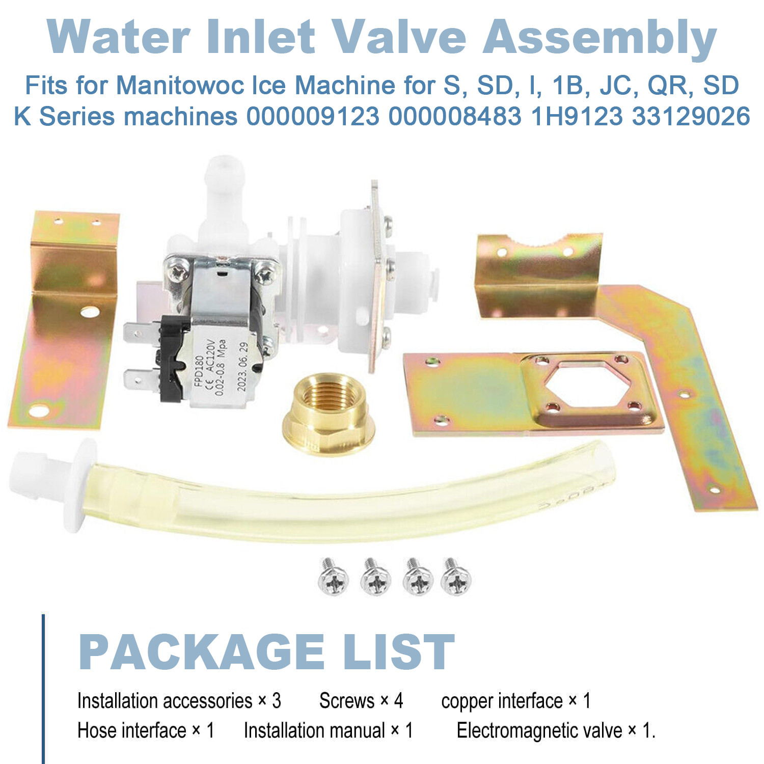 000009123 Water Inlet Valve Assembly 120V 60Hz 5W for Manitowoc Ice Machine