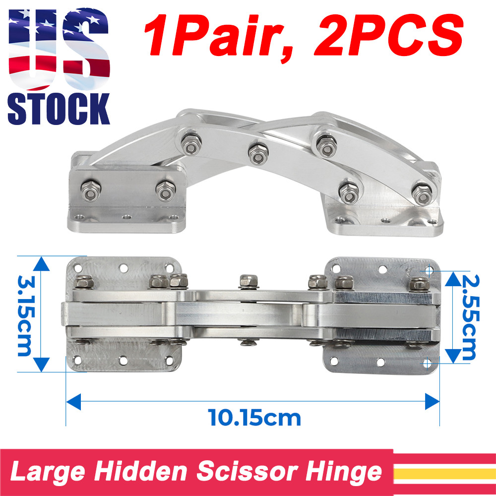 1Pair Large Hidden Scissor Hinge , 90 Degrees Angle Travel , 6061 Grade Aluminum
