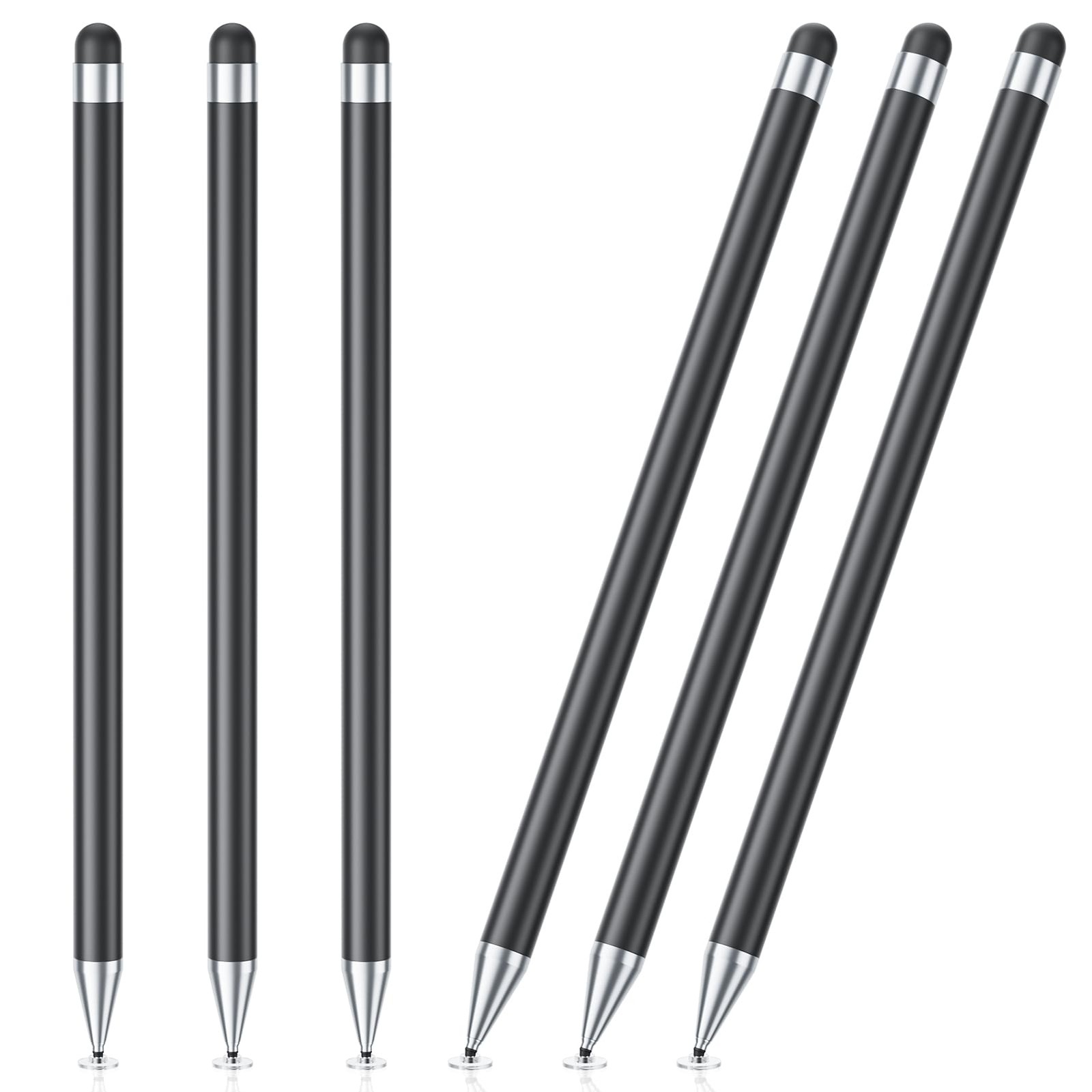 Stylus Pen for Touchscreen, 6 PCS Pencil 2-in-1 High Precision Black