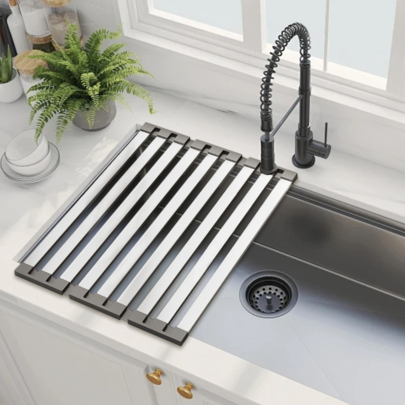 Kitchen Dish Drying Rack Foldable Kitchen Dish Drying Rack Over-Sink Drying Rack