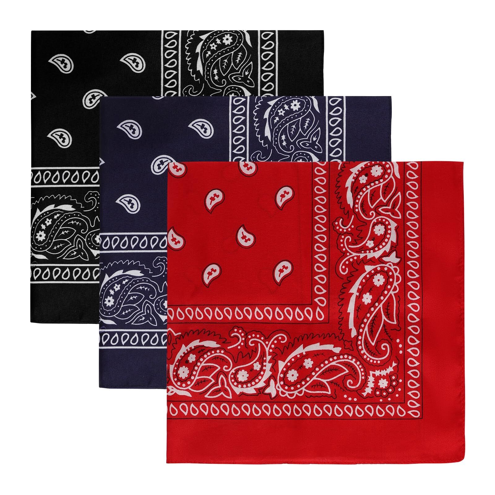 3Pcs Paisley Pattern Bandanas for Men and Women Cowboy Bandana Handkerchiefs ...