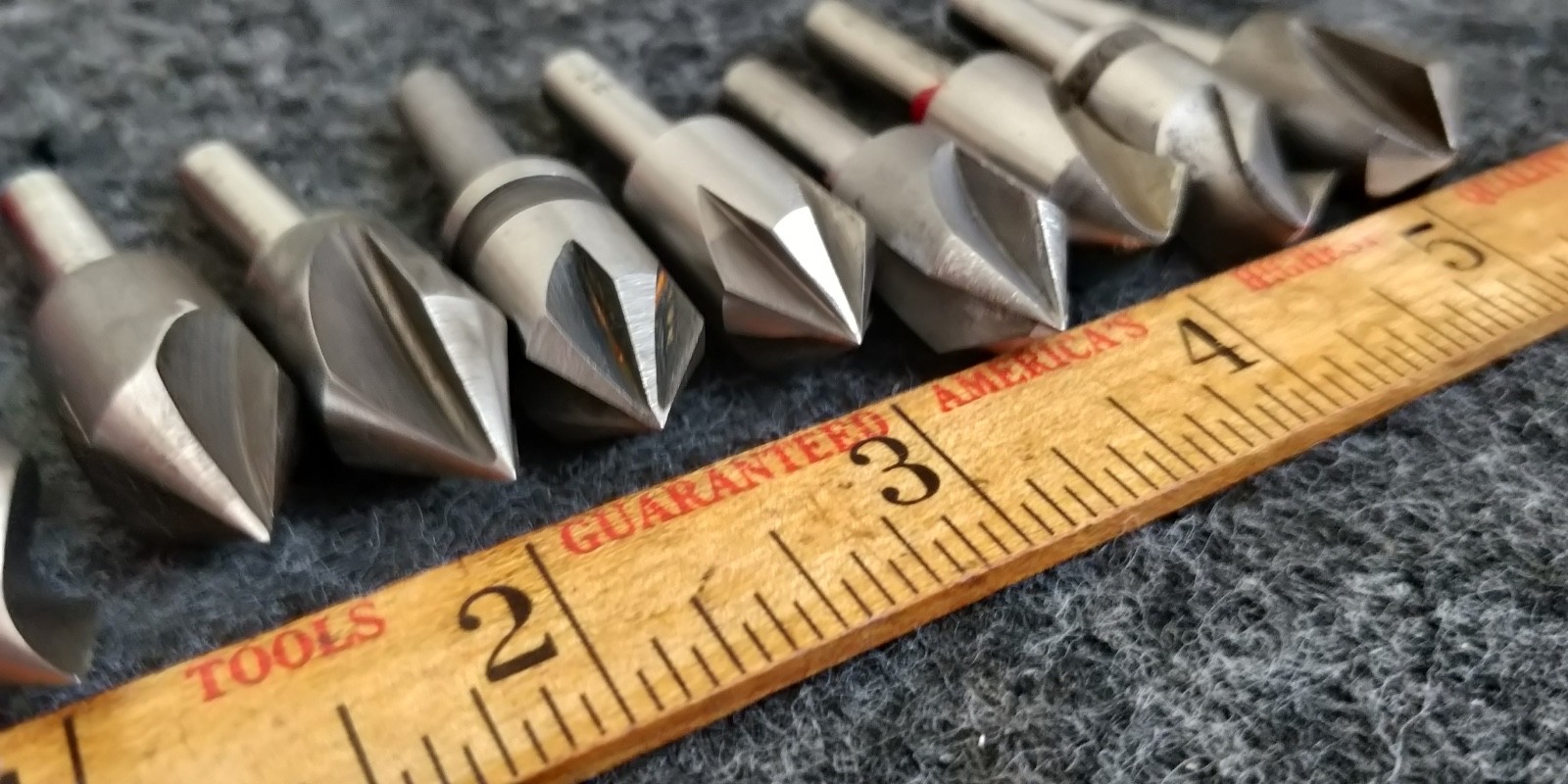 SET of 9 ~ 1/2" countersinks in assorted angles and flutes
