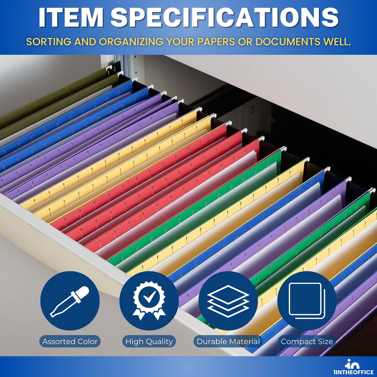 1InTheOffice Hanging File Folder, Pocket, Expandable [Various]