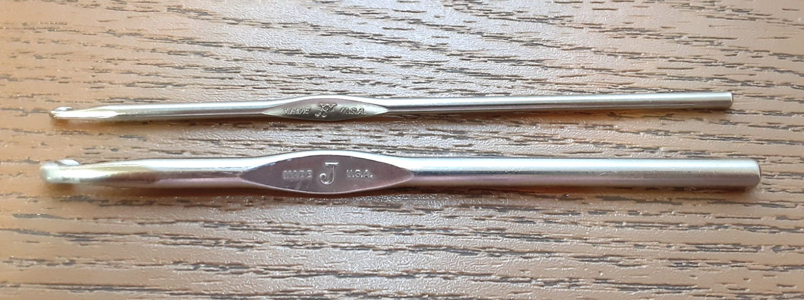 Vintage Lot 0f 2 GEM Crochet Hooks Silver J and F