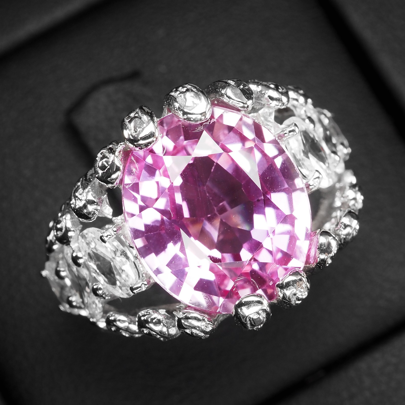 Special Fuchsia Pink Tourmaline Oval 8.65Ct 925 Sterling Silver Handmade Rings