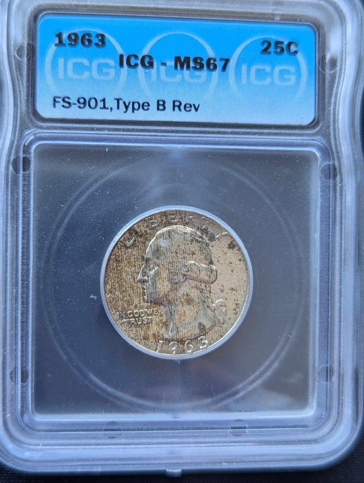 1963 Washington Quarter ICG MS67 FS 901 TYPE B REVERSE Very Rare