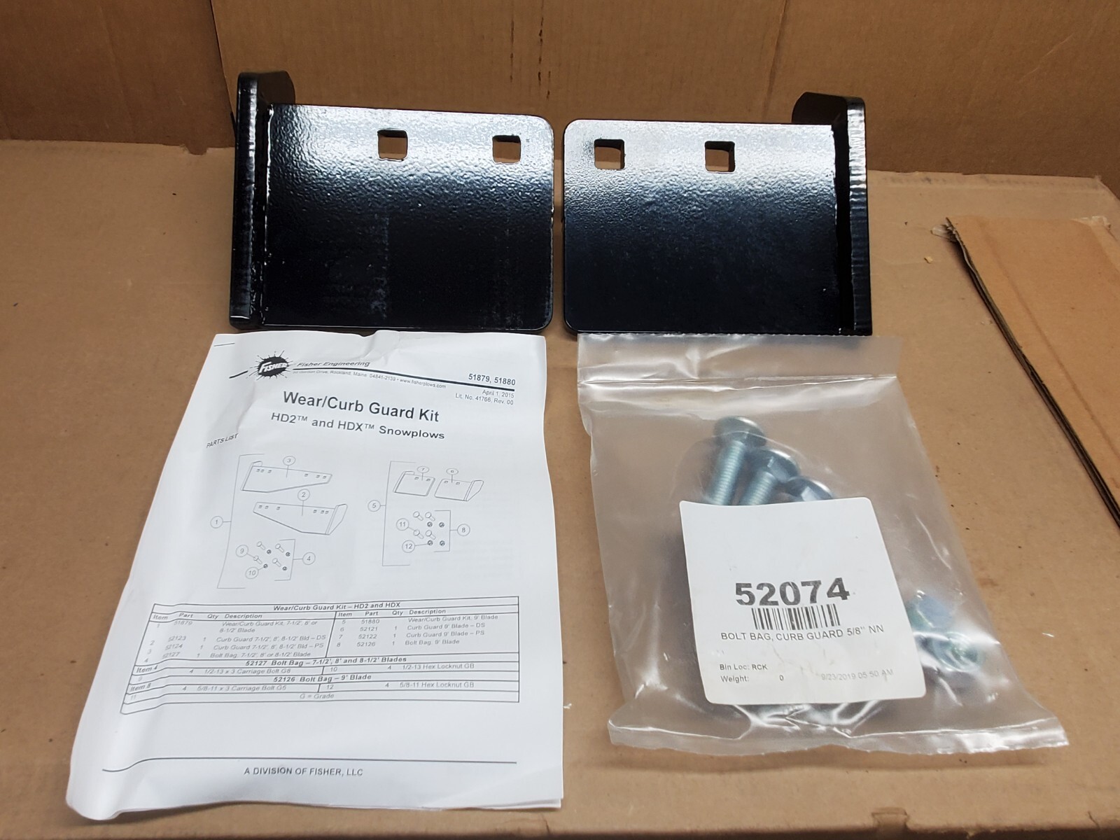 Genuine OEM Fisher 9' HD/HD2/HDX Curb Guard/Wear Kit 51880 Snow Plow Steel