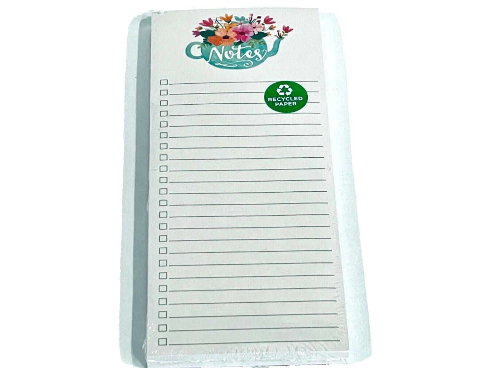 CLEMENTINE PAPER INC. MAGNETIC LINED NOTEPAD FLORAL TEAPOT