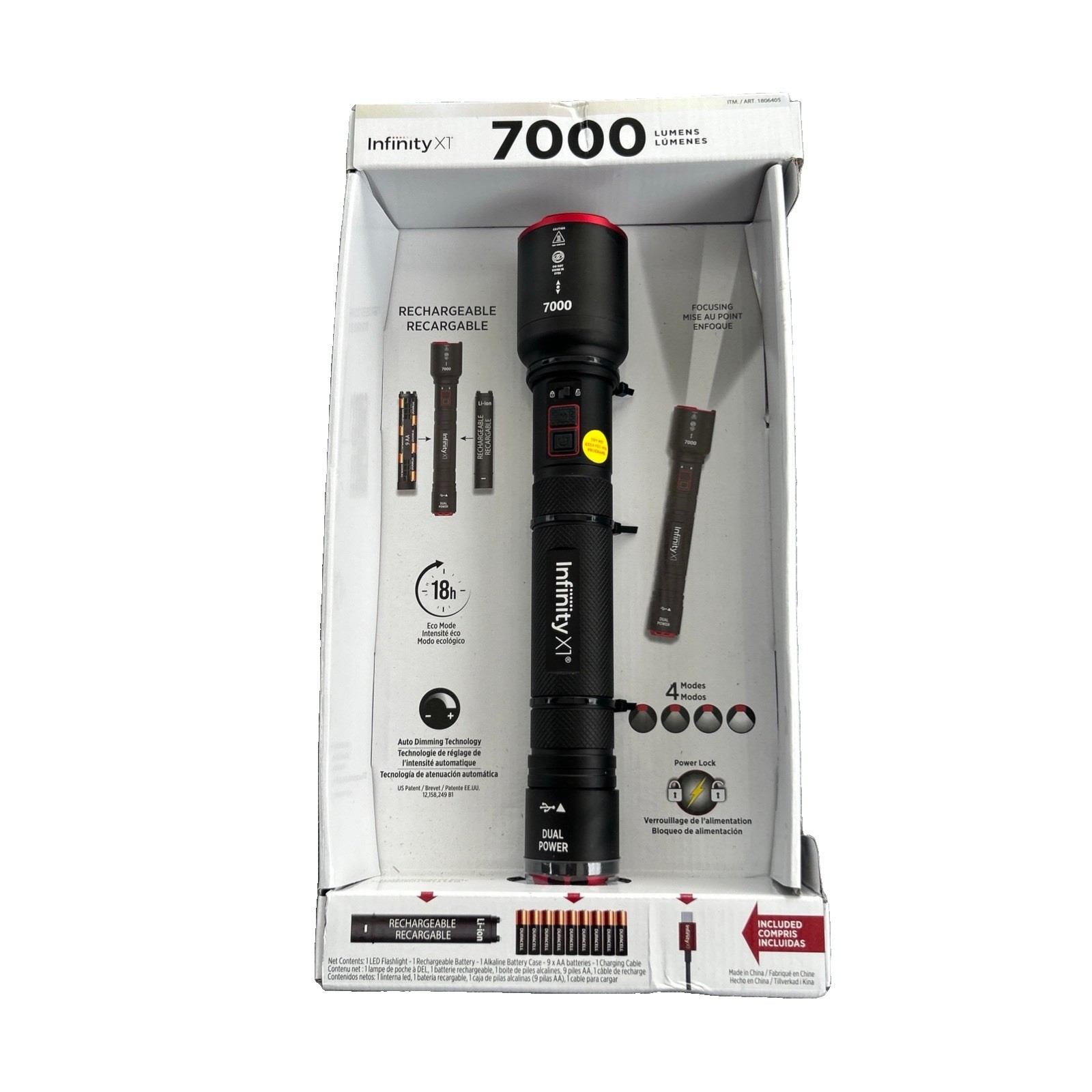 New Infinity X1 Flashlight 7000 Lumens Dual Power Rechargeable LED Flashlight