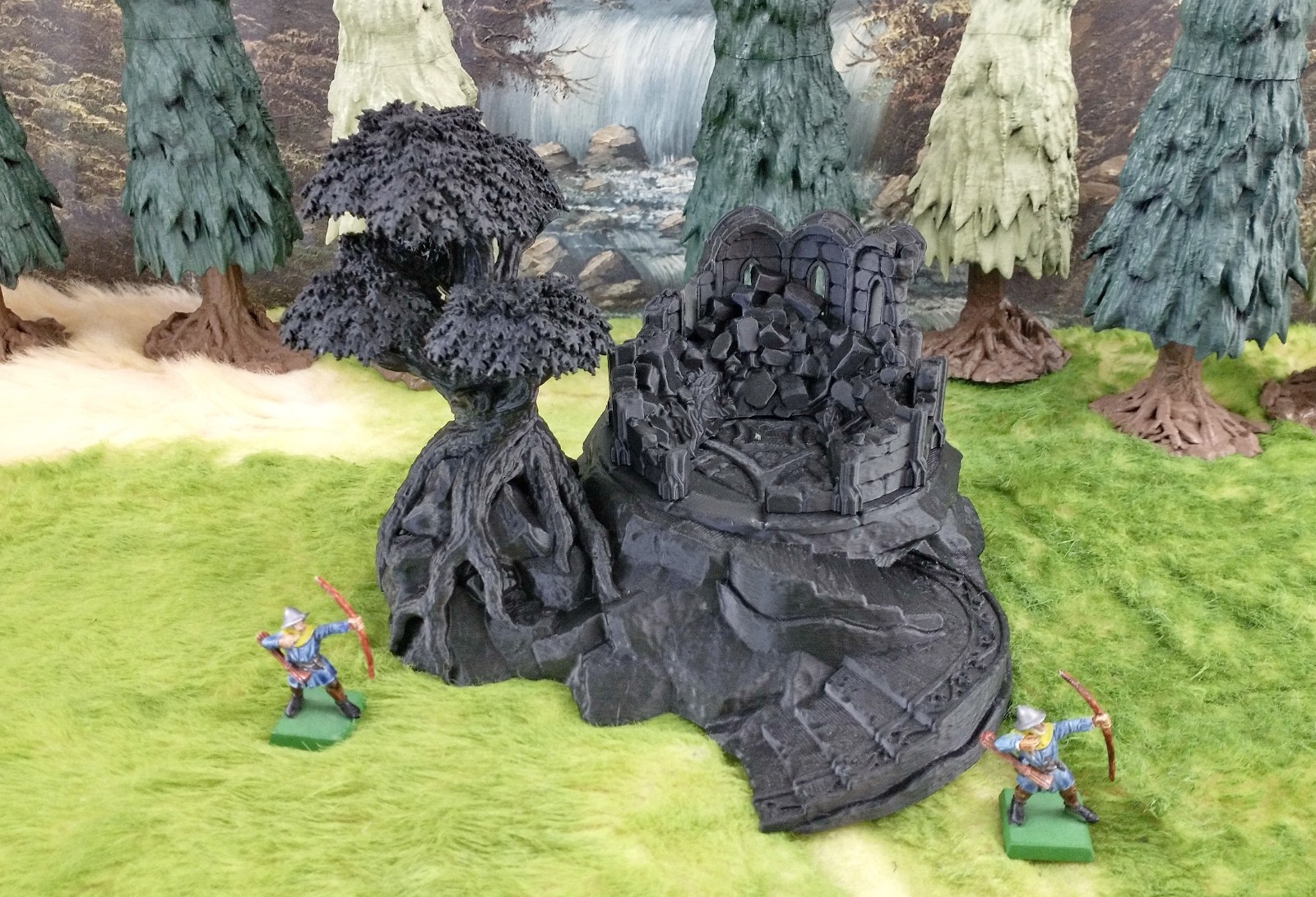 Elven Realms Ruined Library with Sacred Tree 28mm Elf Terrain D&D Warhammer LotR