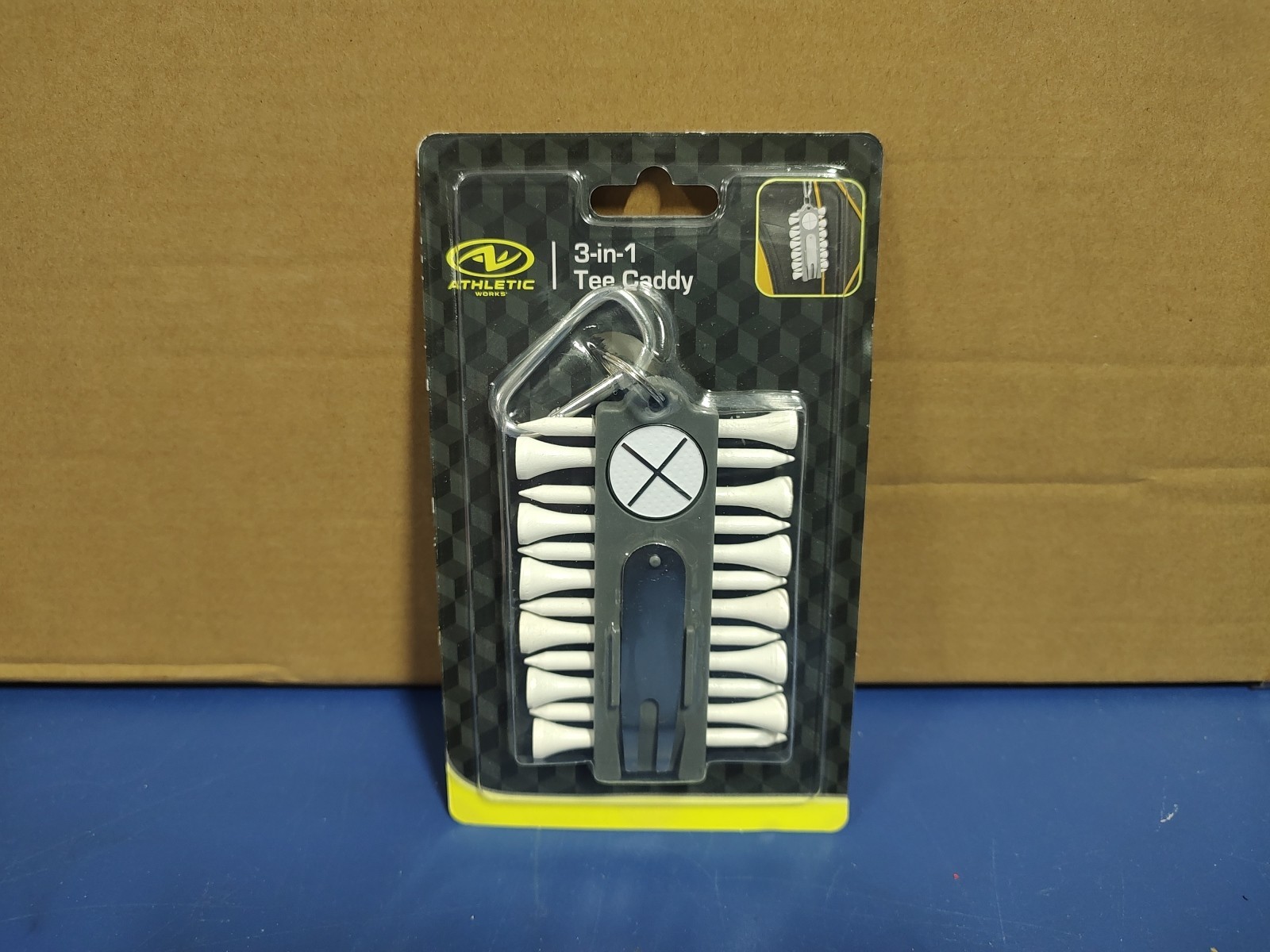 3-in-1 Set 12 Golf Tee Caddy Holder Ball Marker Divot Repair Tool Clip Carabiner