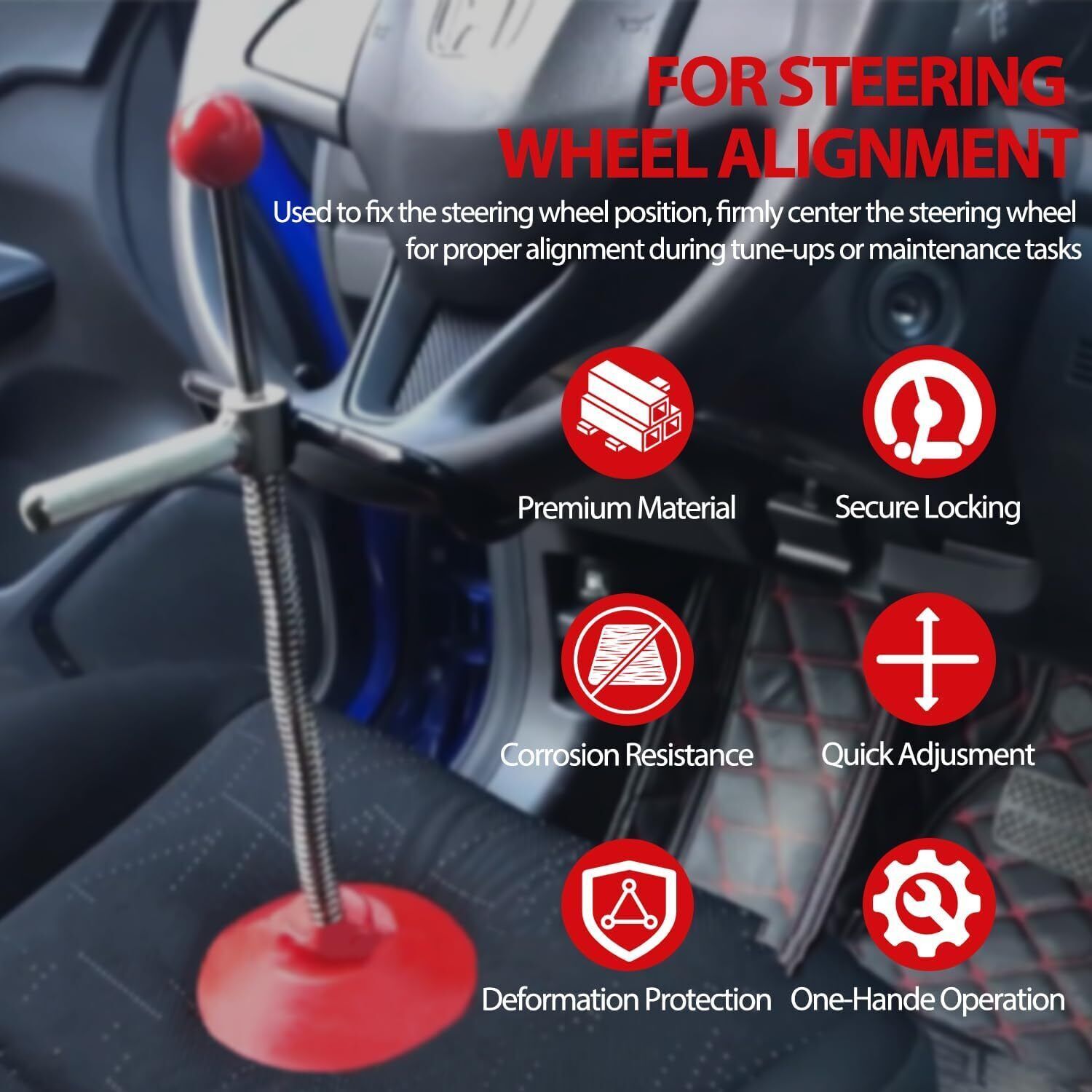 14" Universal Steering Wheel Holder Adjustable Stand Alignment Tool for Car