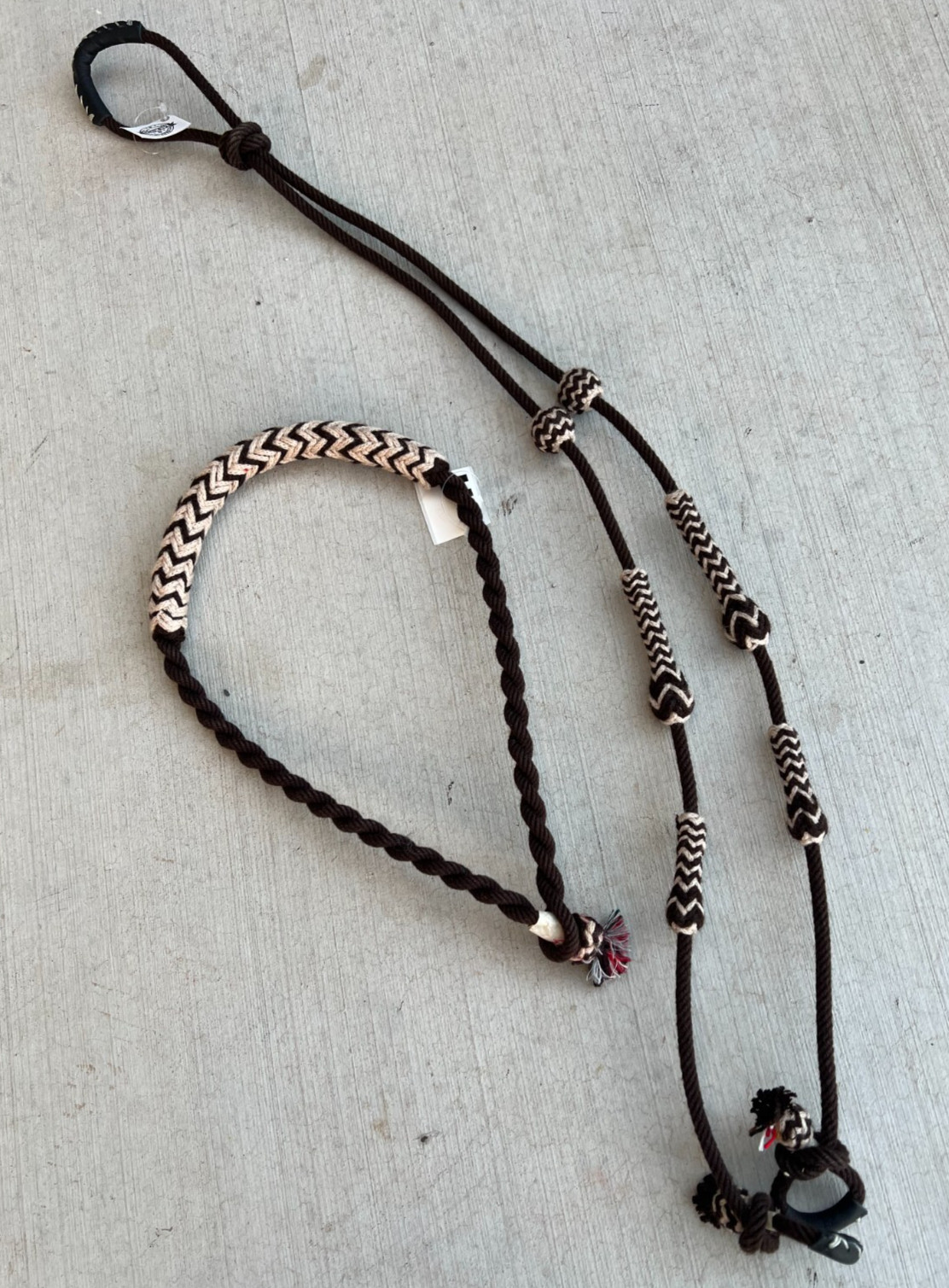 Brown Charro Horse Reins and Bosal set Riendas Charras y Bosal Color Cafe
