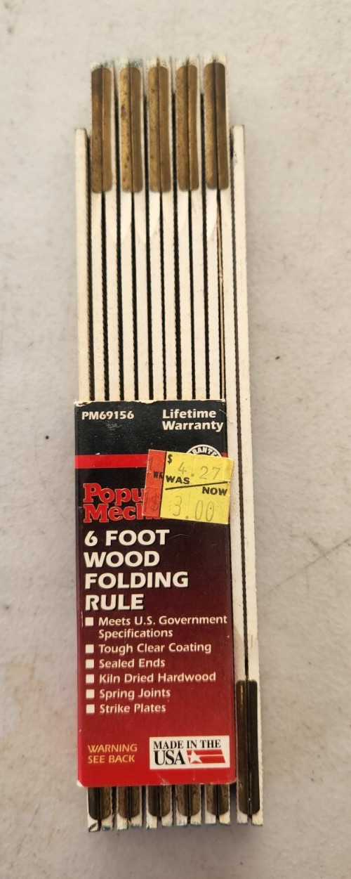 Popular Mechanics 6 Foot Wood Folding Ruler - PM69156 NEW  B4