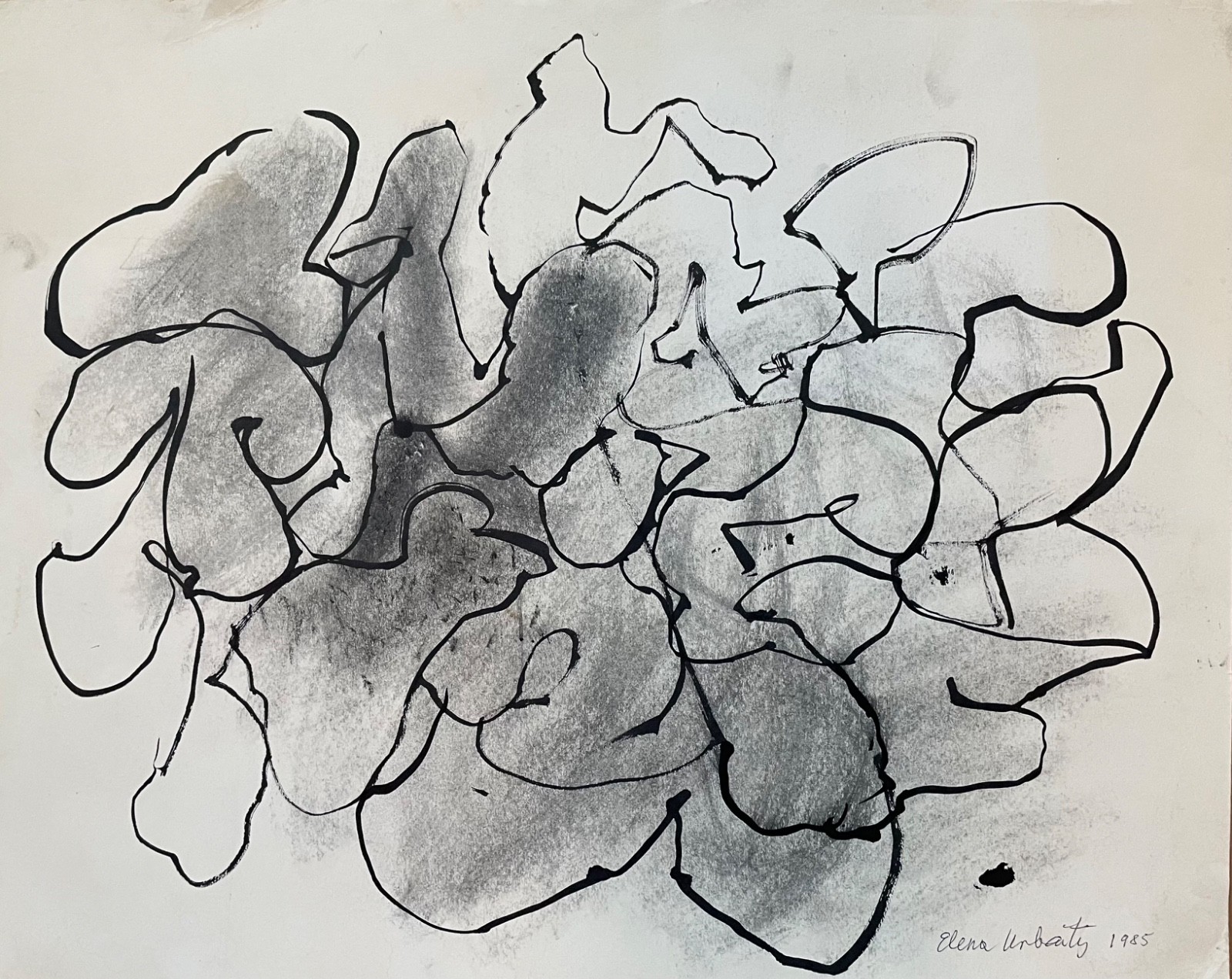 Lithuanian Elena Urbaityte mix media on paper 1985