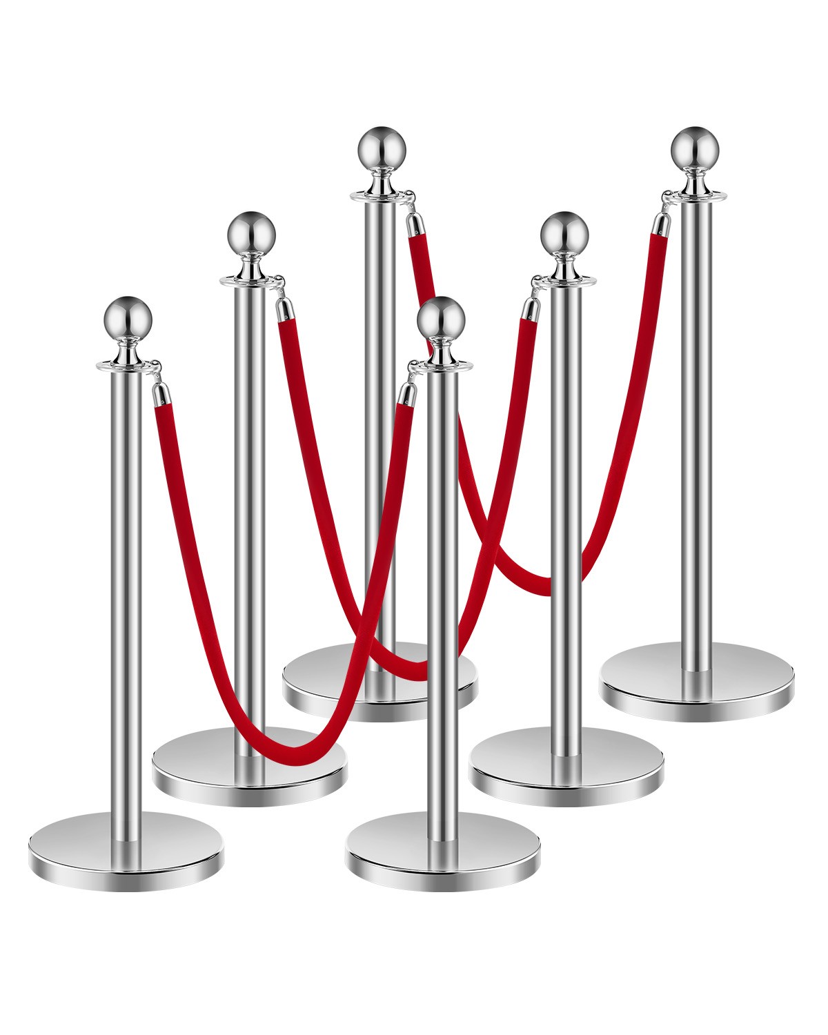 VEVOR 6Pcs Stanchion Posts Crowd Control Queue Barrier Sand Injection Base