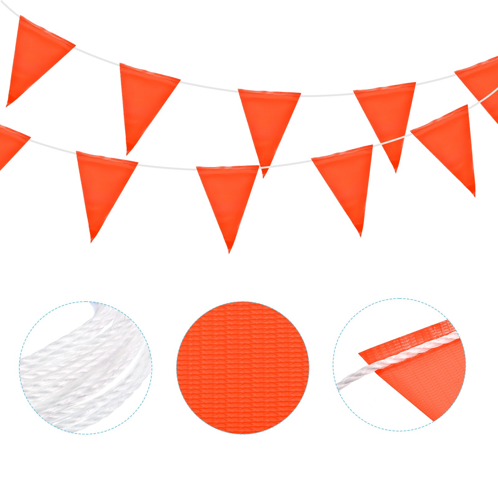 98ft 45pcs Caution Pennant Banner Flags Perimeter Marking Flag, Orange