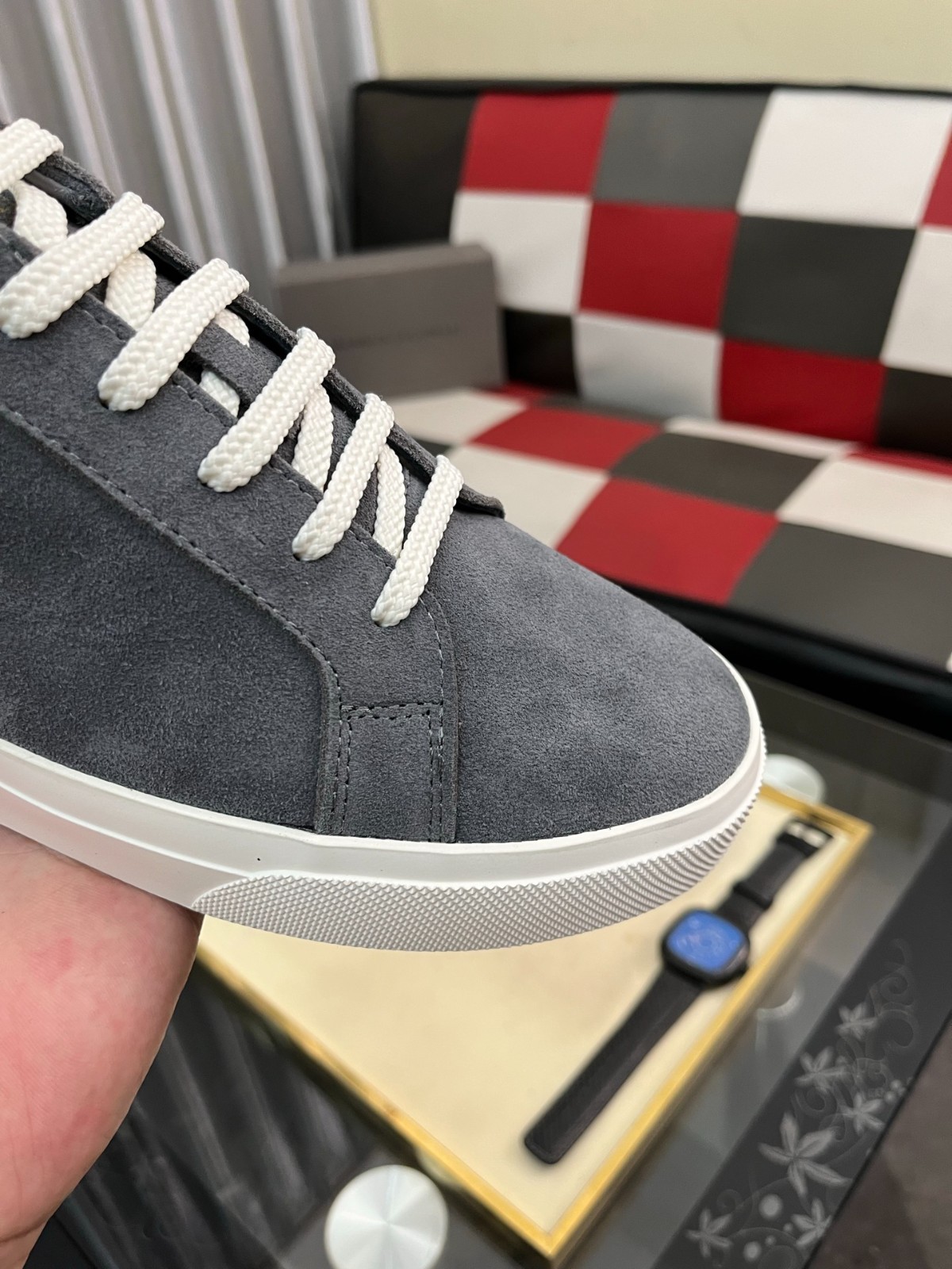 Brunello Cucinelli Men's Grey Suede Low Top Sneakers Shoes EU42 -US9