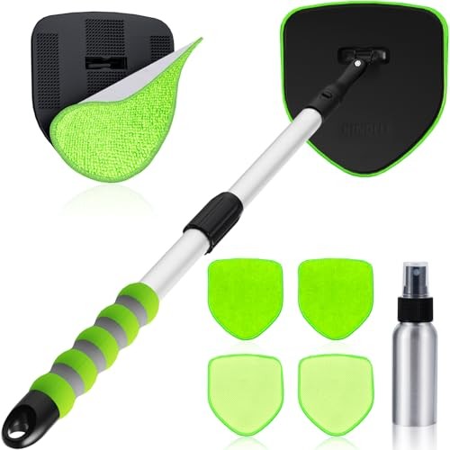 XINDELL Windshield Cleaner Tool, Car Window Cleaning Kit with 4 Reusable Green