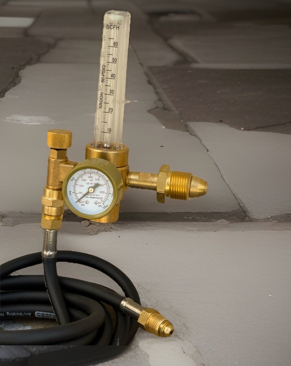 CO2 Argon Flow Meter Gas Regulator Gauge & 10’ Welding Gas Hose CGA 580 Mig Tig