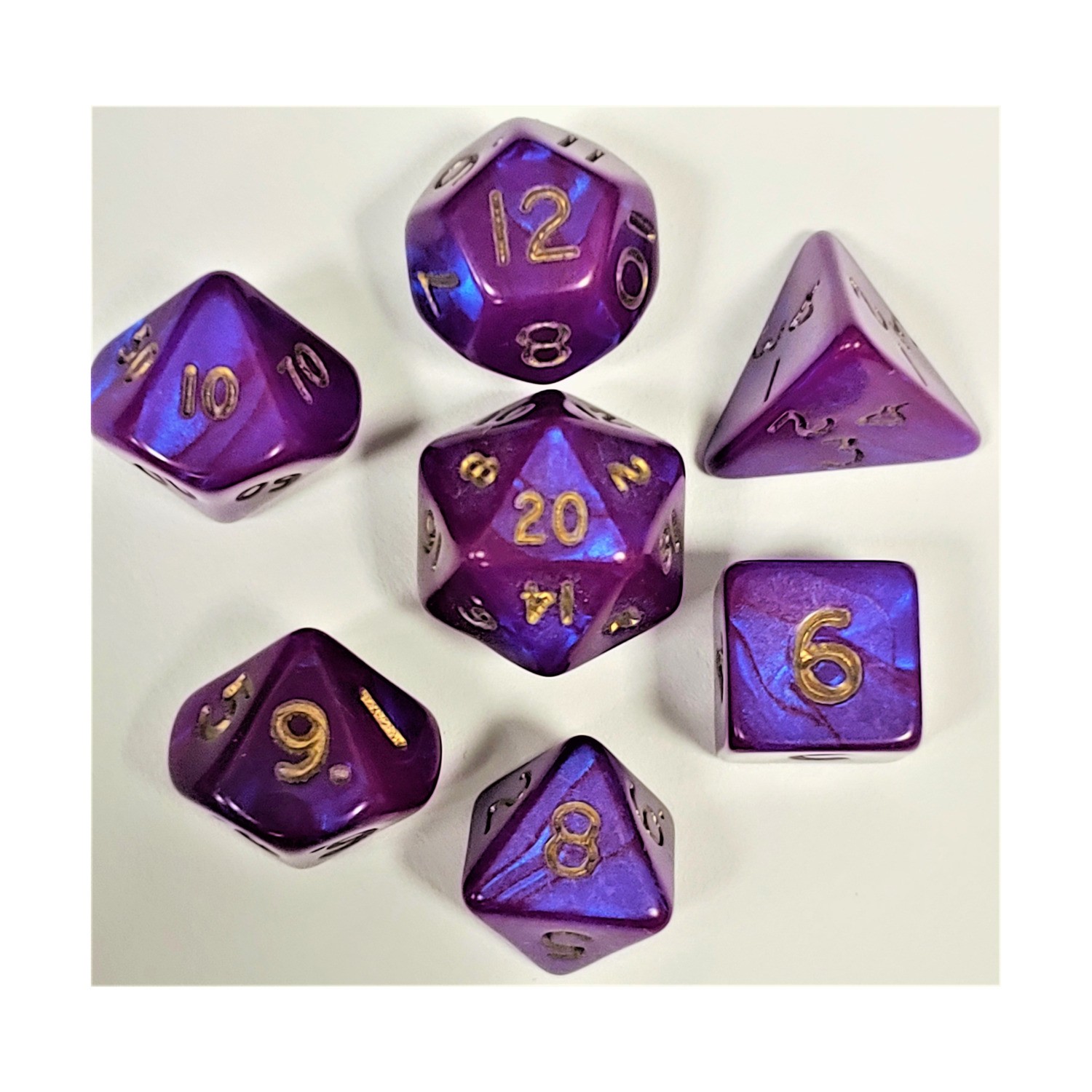 Crystal Caste Dice Otherworld Mini Poly Set Purple w/Gold (7) New