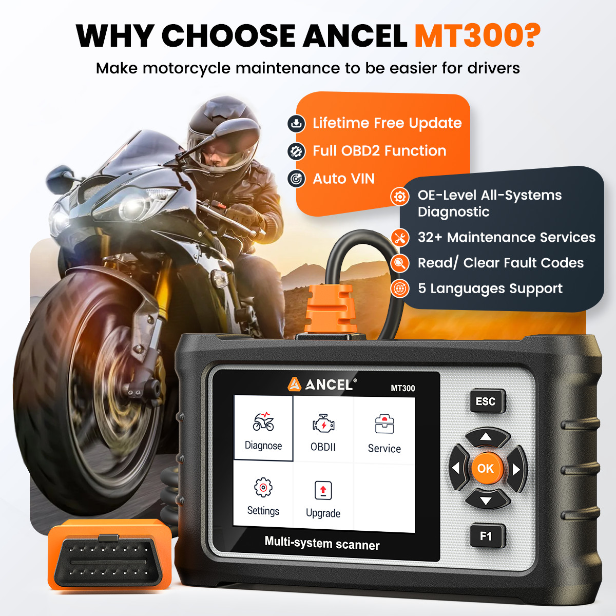 Motorcycle Scanner Full System Diagnostic Tool OBD2 Scanner for BMW Code Reader