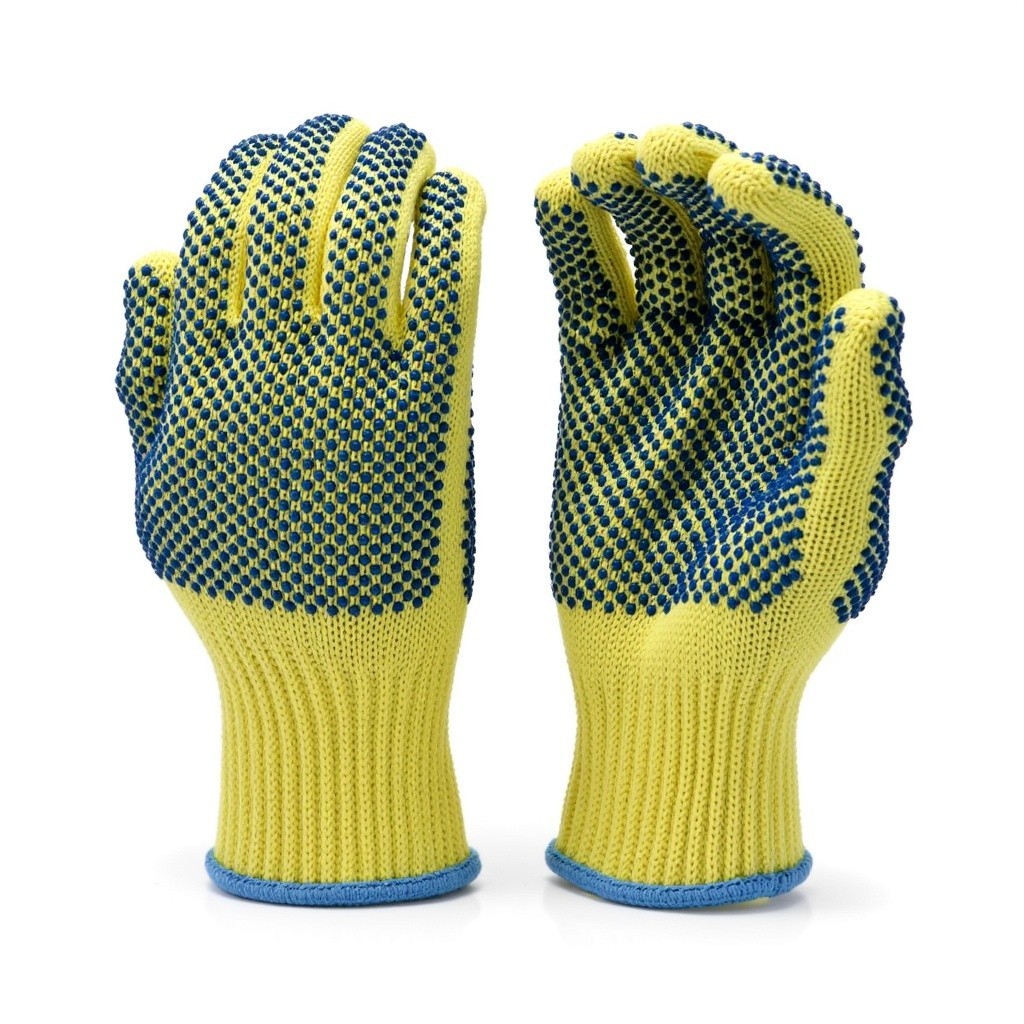 Cut Resistant Work Gloves Made with Kevlar, PVC Dot Grip Both Sides, 1 Pair
