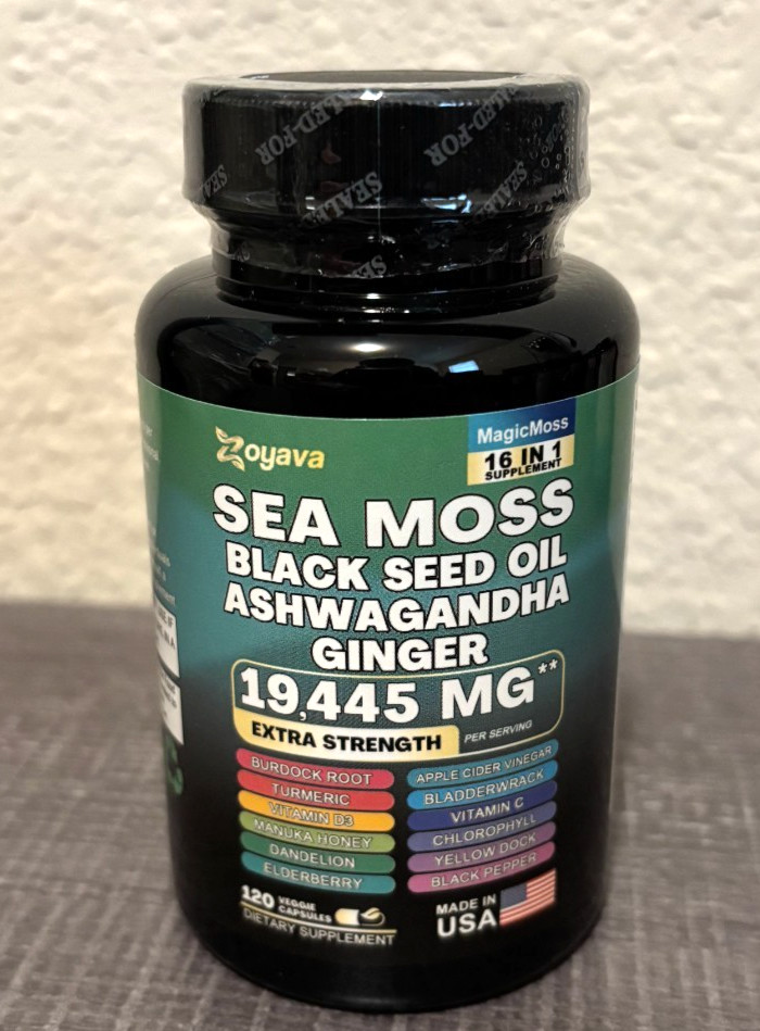 Sea Moss Black Seed Oil Ashwagandha Ginger – NEW, SEALED, from USA