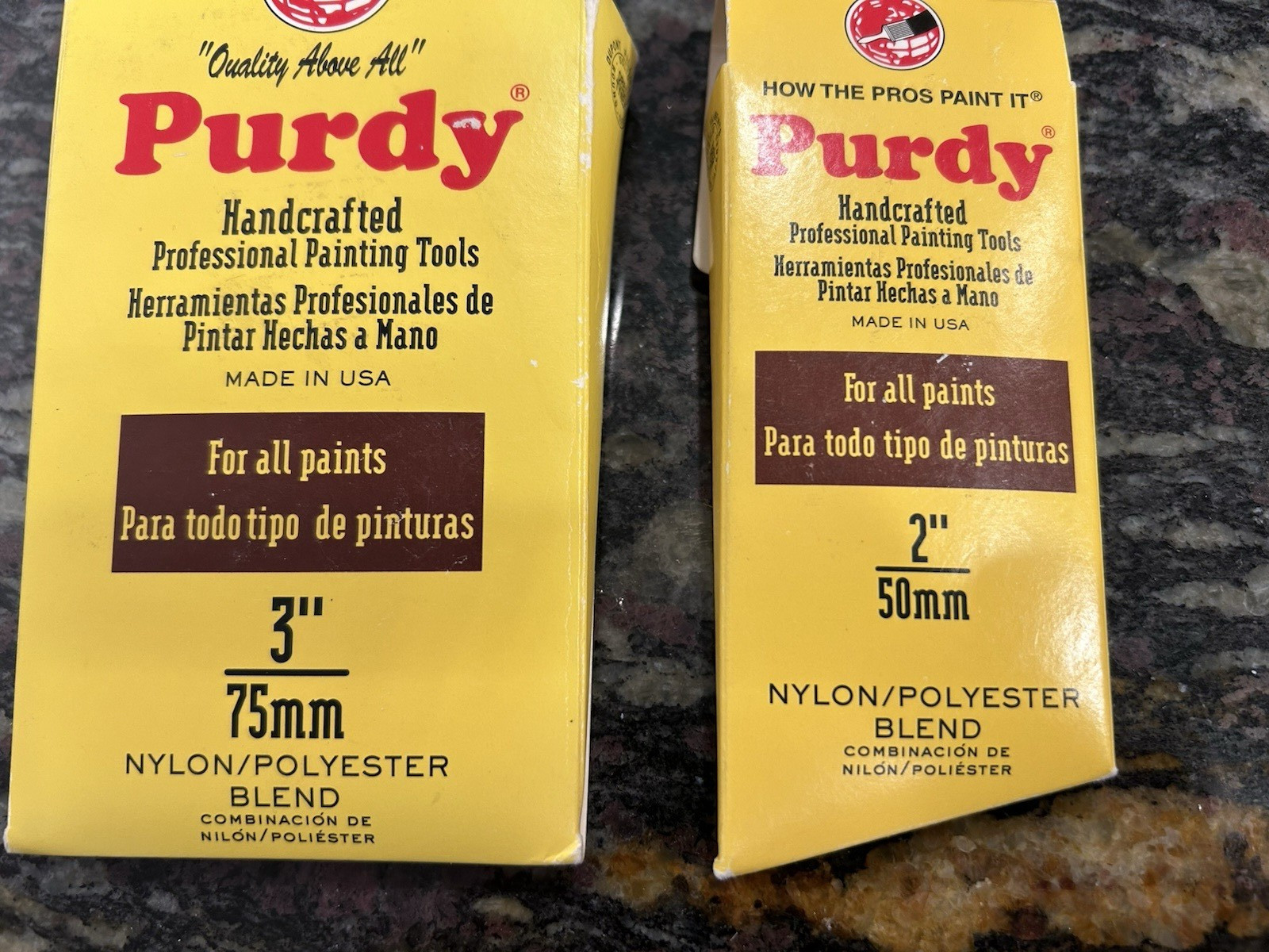 Purdy Elasco Flat 3" & 2" Dale Angle Edge Paint Brush Lot -Nylon/Polyester - NEW