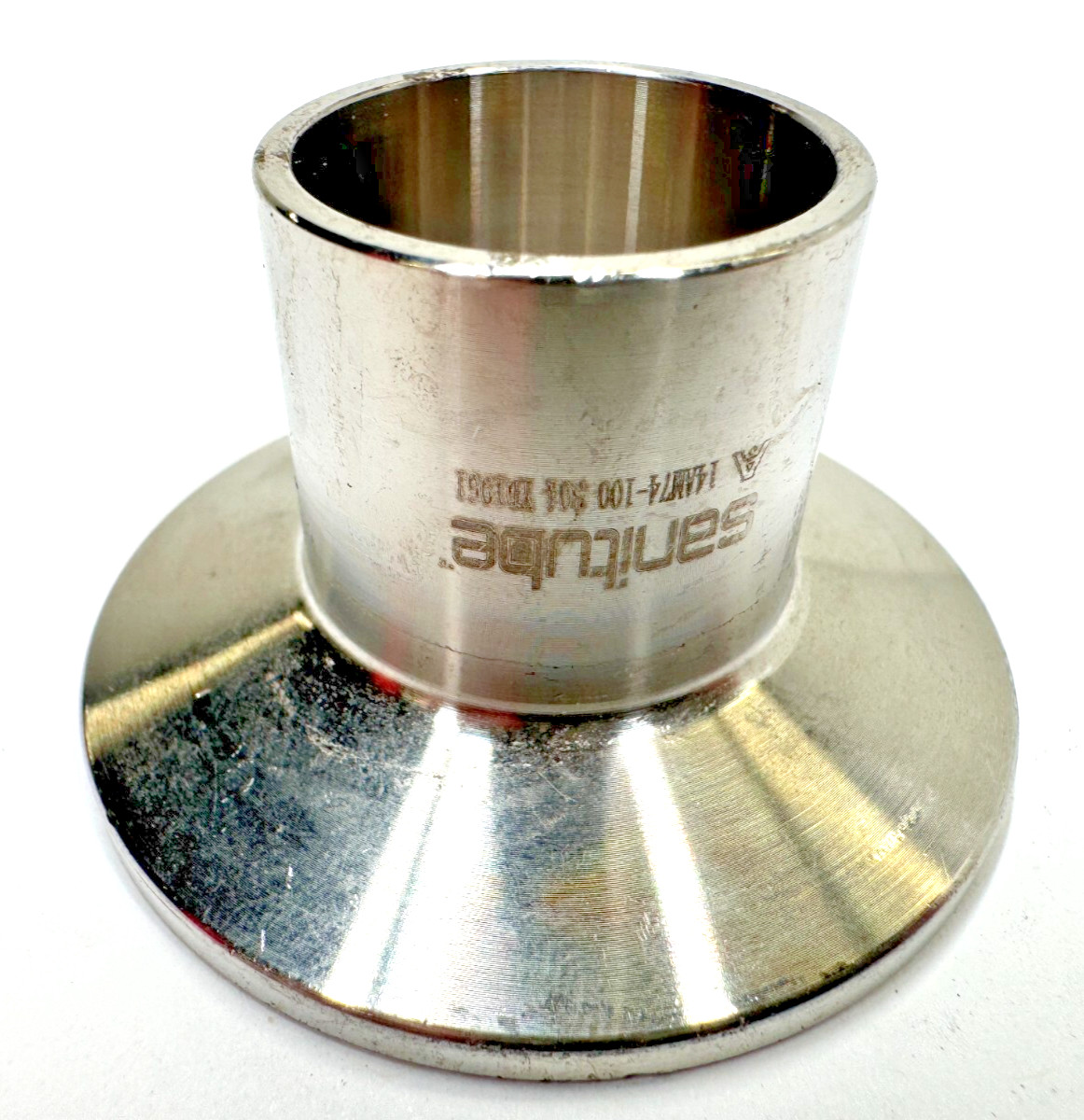 SANITUBE 14AM74-100 Polished Long Weld Clamp Ferrule 304 Stainless Fitting 14AM7