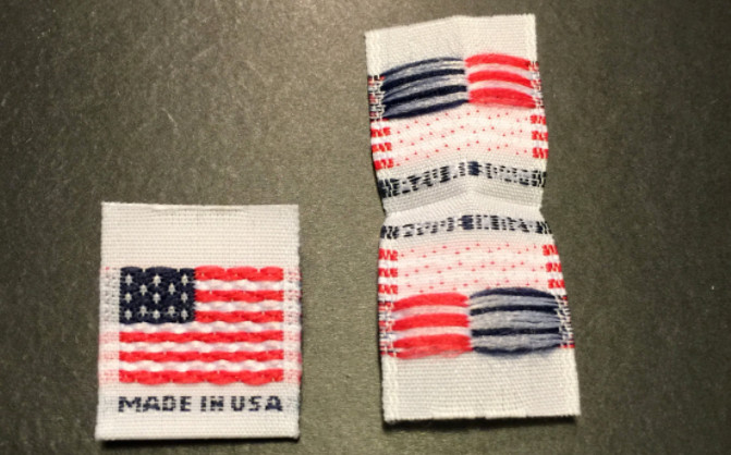 100Pcs MADE IN USA FLAG White Centerfold Label Double Sided Clothing Garment Tag