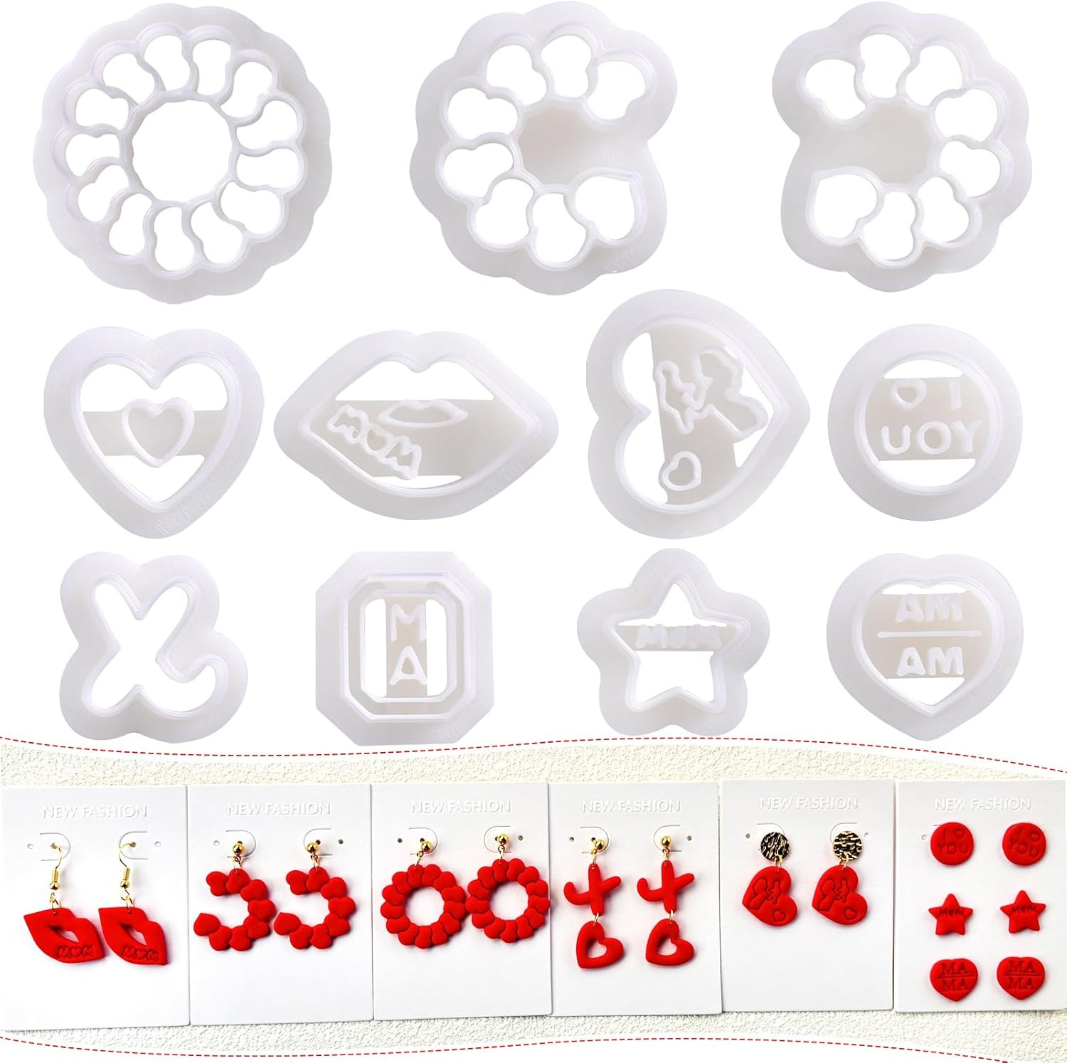 Polymer Clay Cutters for Earrings Making,Christmas Clay Cutters-Present for Mom,