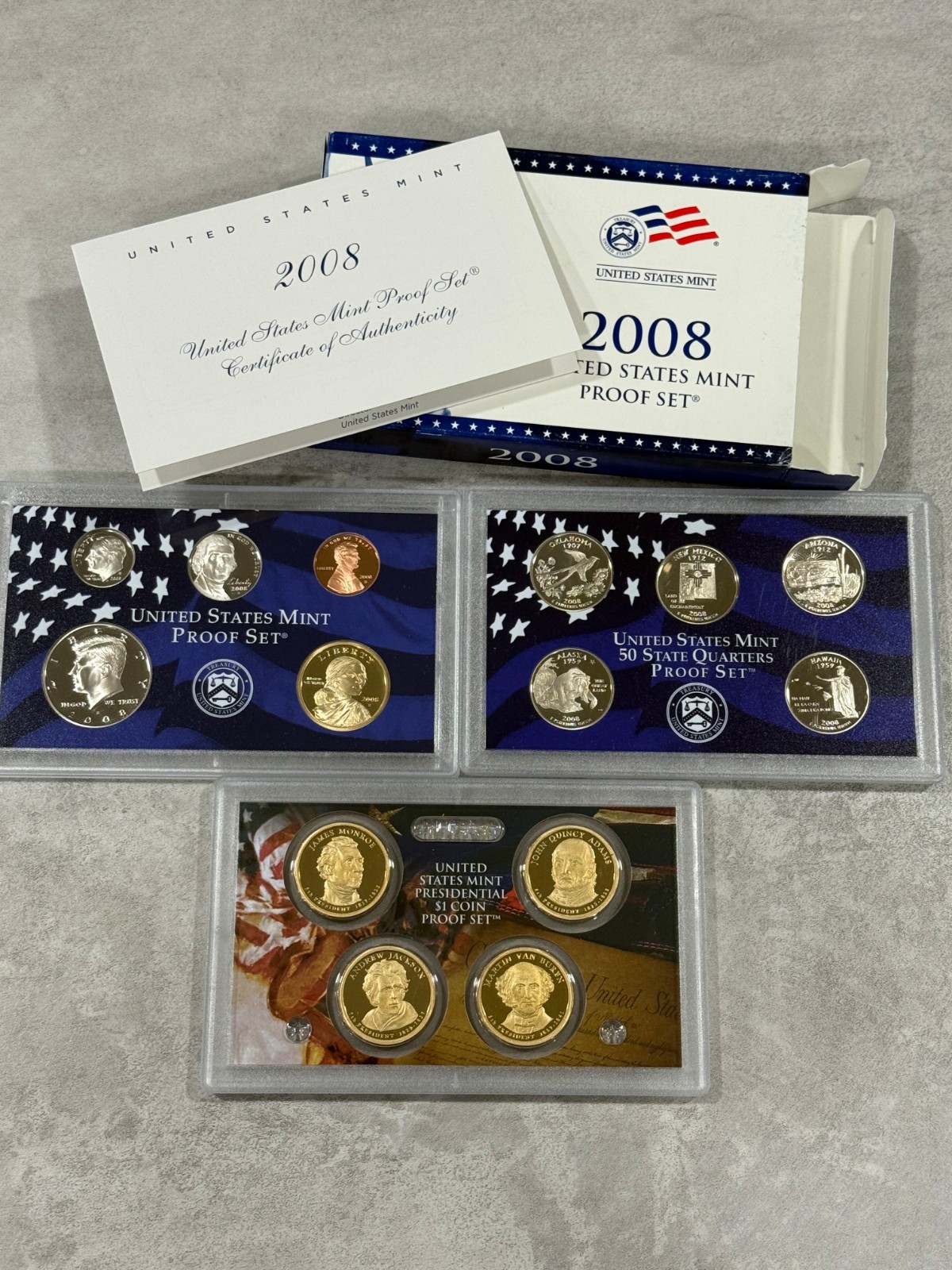 2008-S U.S 14 Coin Proof Set. Complete and Original in BLUE  mint paper box