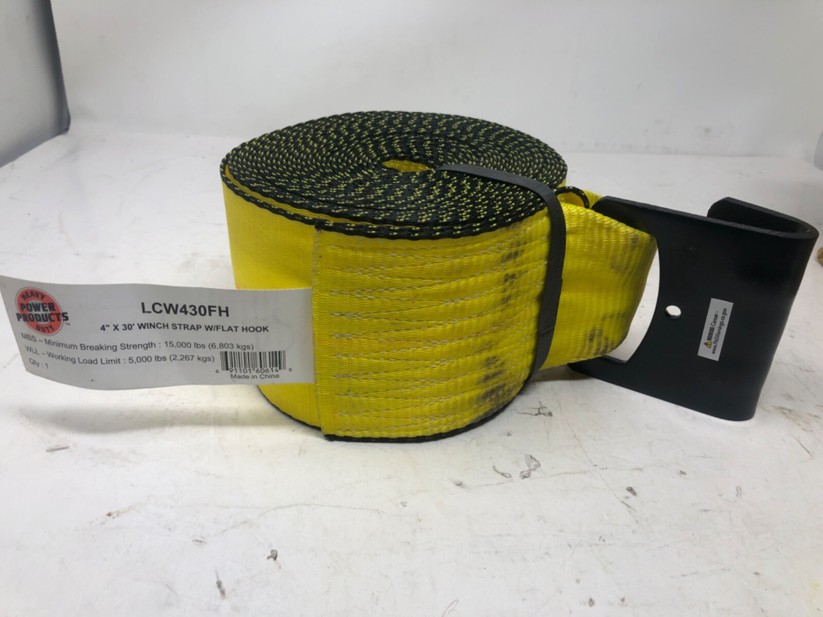 Power Products Winch Strap Flat Hook 4"x 30' LCW430FH